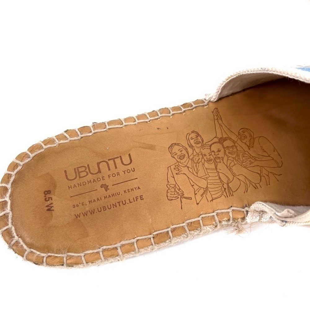 UBUNTU LIFE Blue Striped Canvas Espadrille Slip On Handmade Mule Size 8.5W - Picture 7 of 9